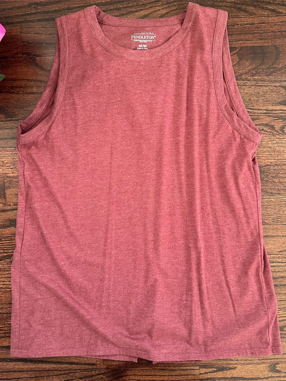 Brick red heather Pendleton split/crossed back to, size M